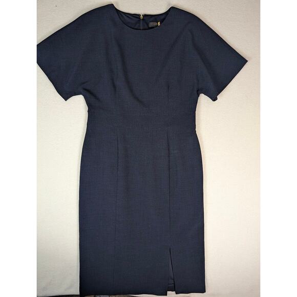 Donna Karan New York Classic Navy Short Sleeve Dress Size 10 Stretch Wedding - Picture 1 of 6
